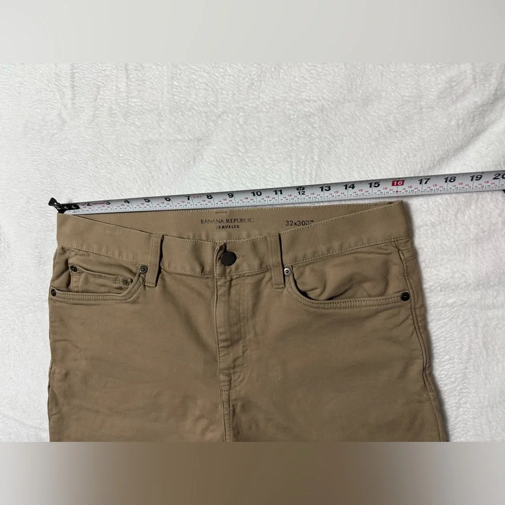 Banana Republic Jeans‎ Mens 32x28 Beige Traveler Slim Straight Stretch Mid Rise